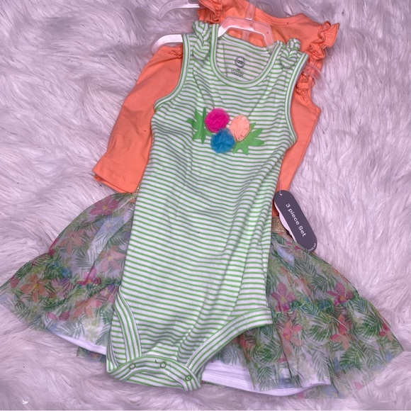 Wonder Nation 3 Piece Tutu Bodysuit Beach Baby Dress Set 24 Months - Picture 2 of 5